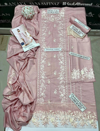 Azure Heavy Embroidery 3PC Dhanak Suit JCH-111
