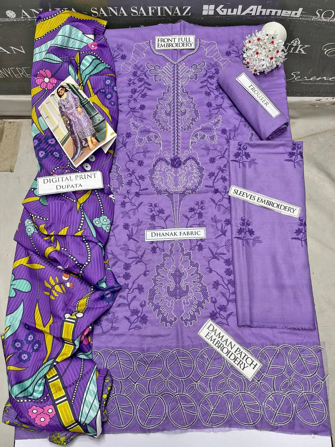 Mushq Heavy Embroidery 3PC Dhanak Suit JCH-081