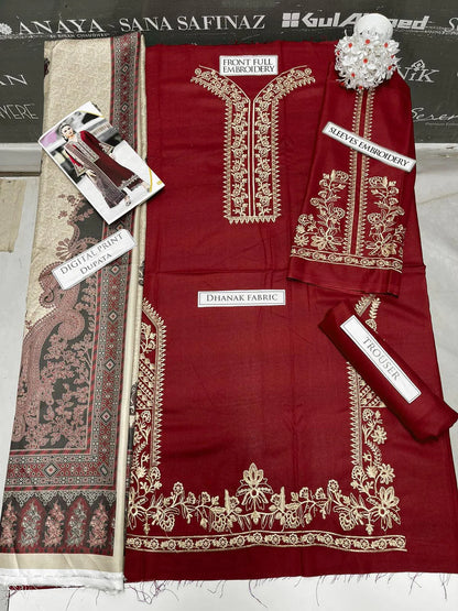 IzeI Embroidery 3PC Dhanak Suit JCH-080