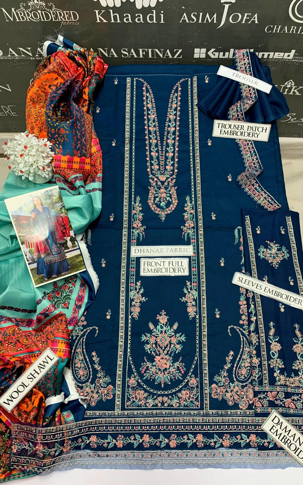JCH-006 Hussain Rehar Heavy Embroidery 3PC Dhanak Suit