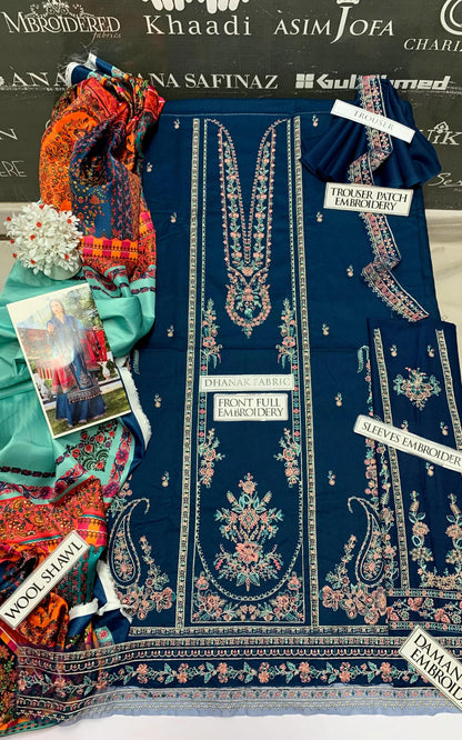 JCH-006 Hussain Rehar Heavy Embroidery 3PC Dhanak Suit