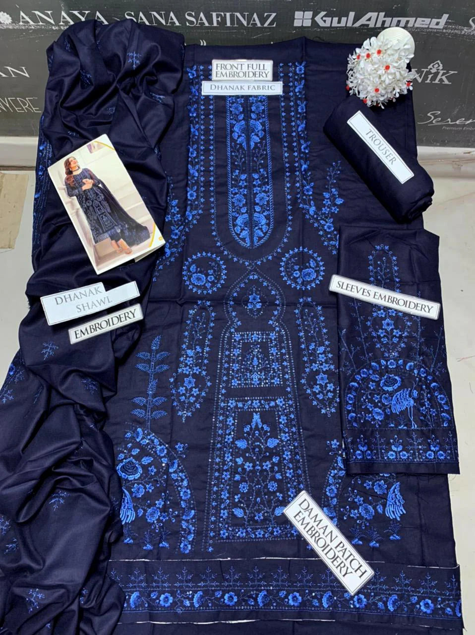 Asim Jofa Heavy Embroidery 3PC Dhanak Suit JCH-112