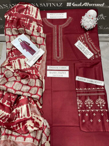 Sapphire Embroidery 3PC Dhanak Suit JCH-129