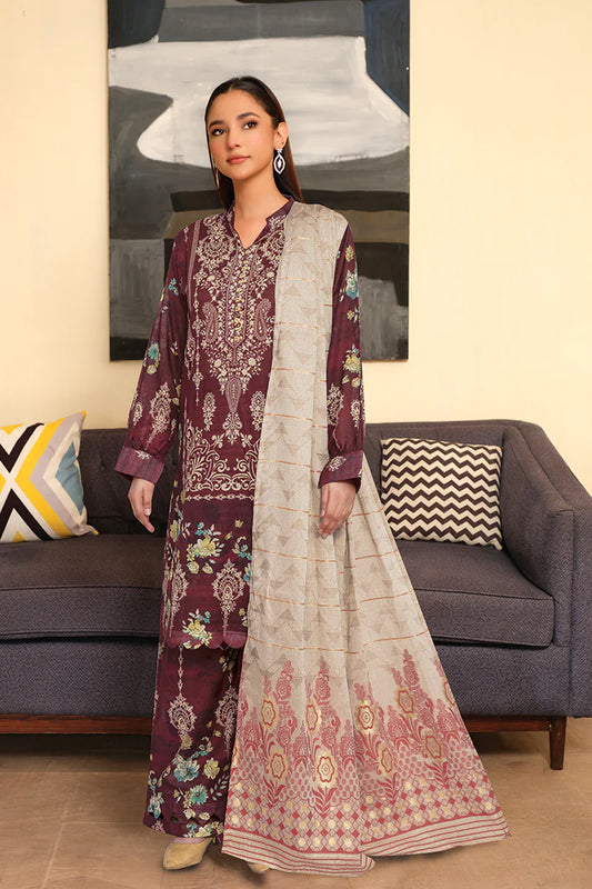 JHORA-615-FALCON PRINT LAWN 3PC