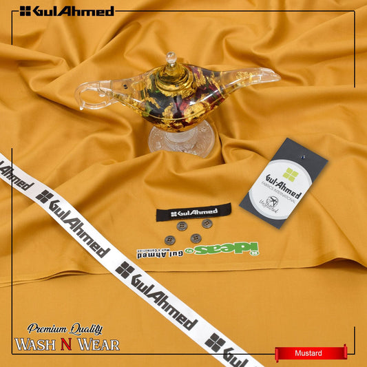 JCH-WW MUSTARD GUL AHMAD WASH N WEAR FABRIC