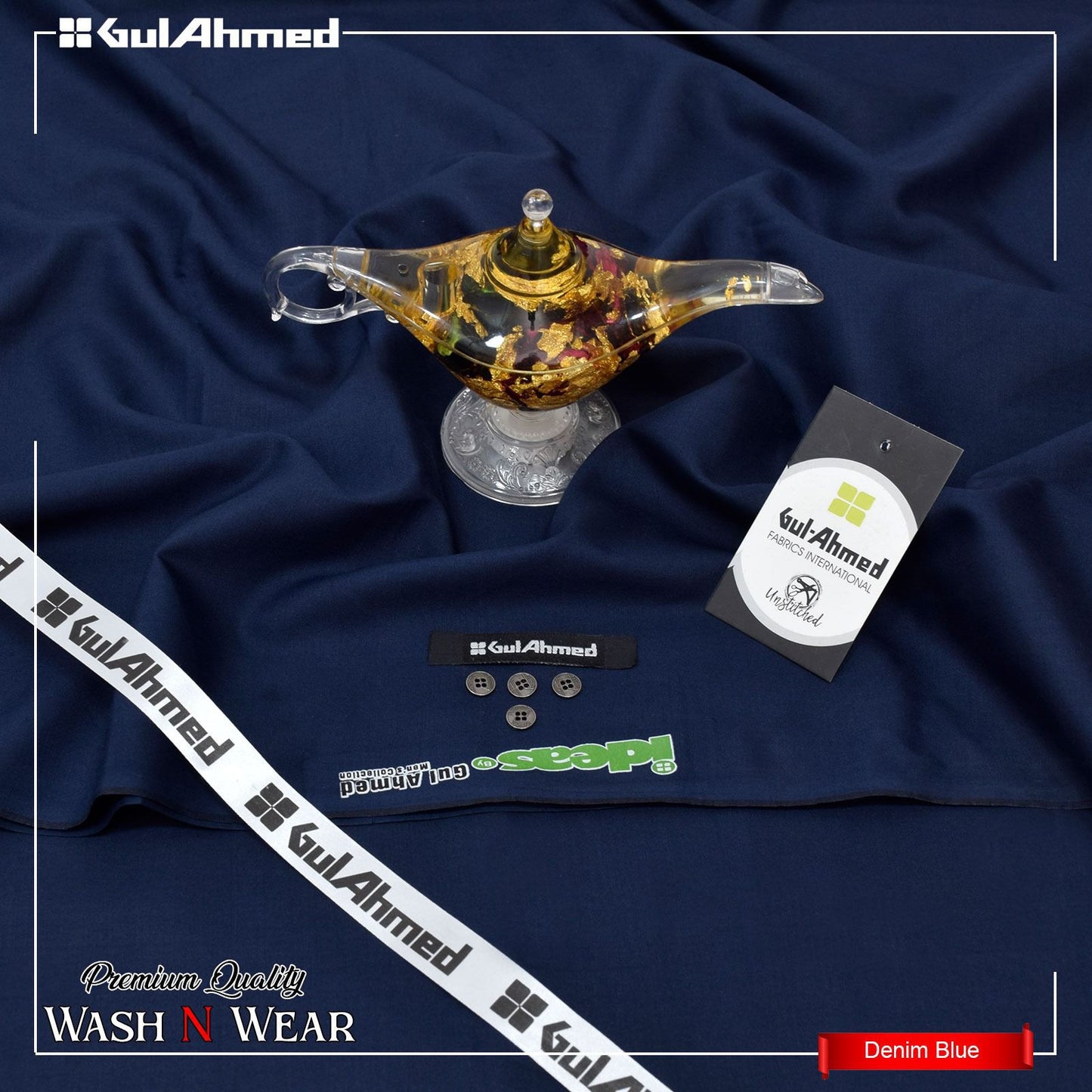 JCH-WW DENIM BLUE GUL AHMAD WASH N WEAR FABRIC