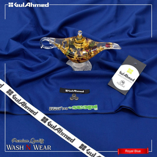 JCH-WW ROYAL BLUE  GUL AHMAD WASH N WEAR FABRIC