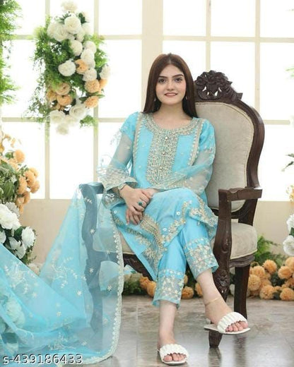 JCH-018 Sapphire Heavy Embroidery 3PC Dhanak Suit