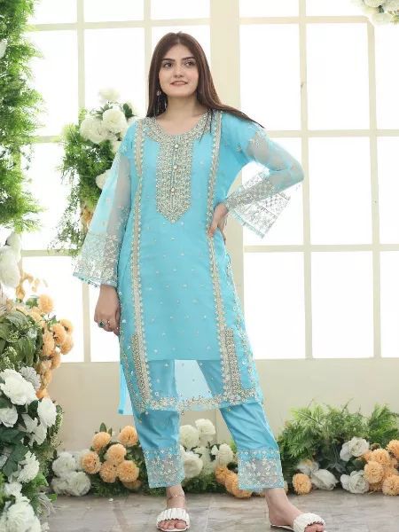 JCH-018 Sapphire Heavy Embroidery 3PC Dhanak Suit