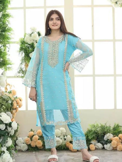 JCH-018 Sapphire Heavy Embroidery 3PC Dhanak Suit