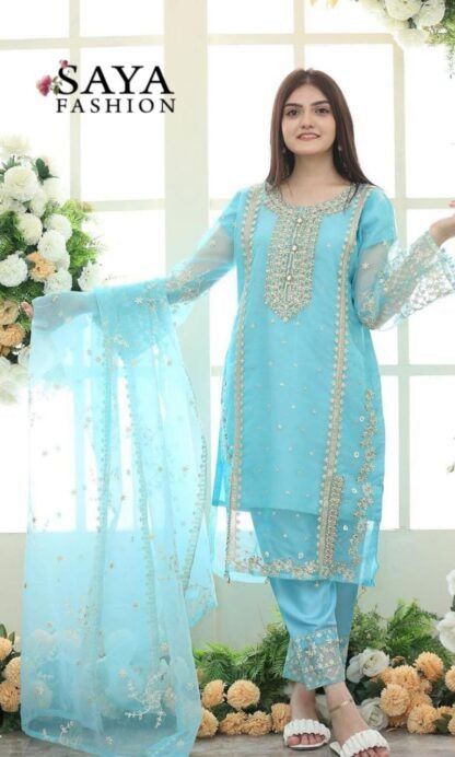 JCH-018 Sapphire Heavy Embroidery 3PC Dhanak Suit