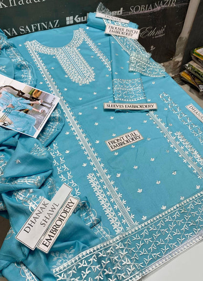 JCH-018 Sapphire Heavy Embroidery 3PC Dhanak Suit