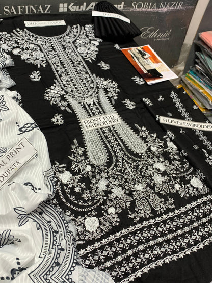 JCH-025 Hussain Rehar Heavy Embroidery 3PC Dhanak Suit