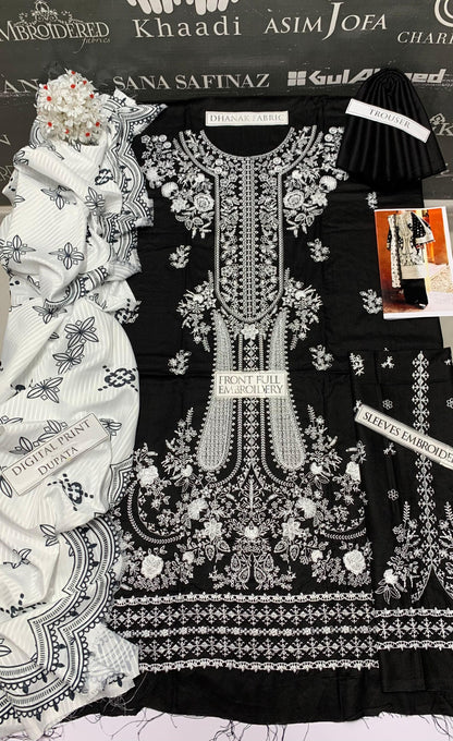 JCH-025 Hussain Rehar Heavy Embroidery 3PC Dhanak Suit