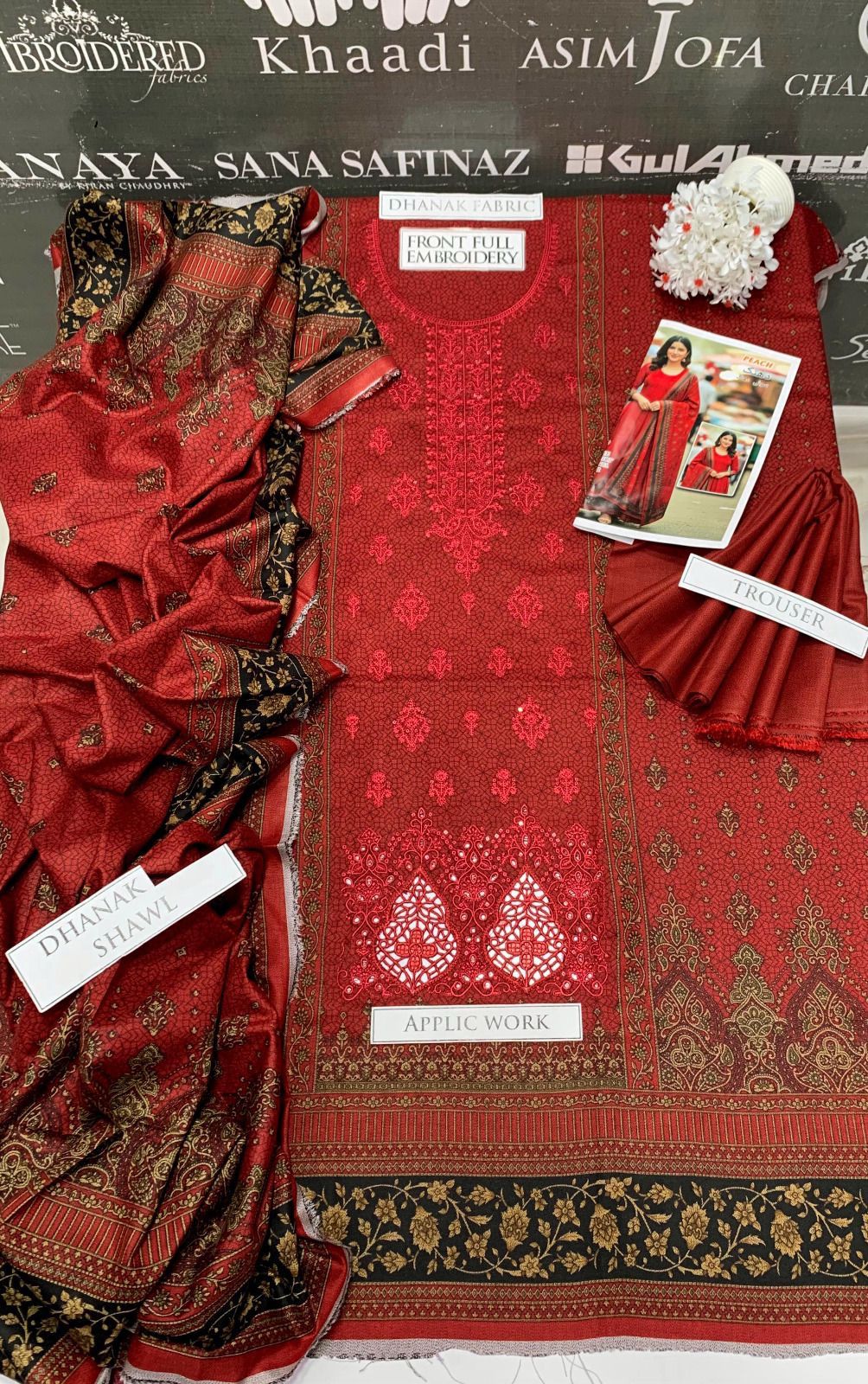 BJ Textile Heavy Embroidery 3PC Dhanak Suit JCH-137