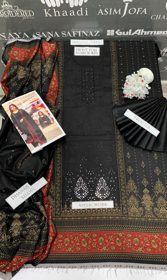 BJ Textile Heavy Embroidery 3PC Dhanak Suit JCH-134