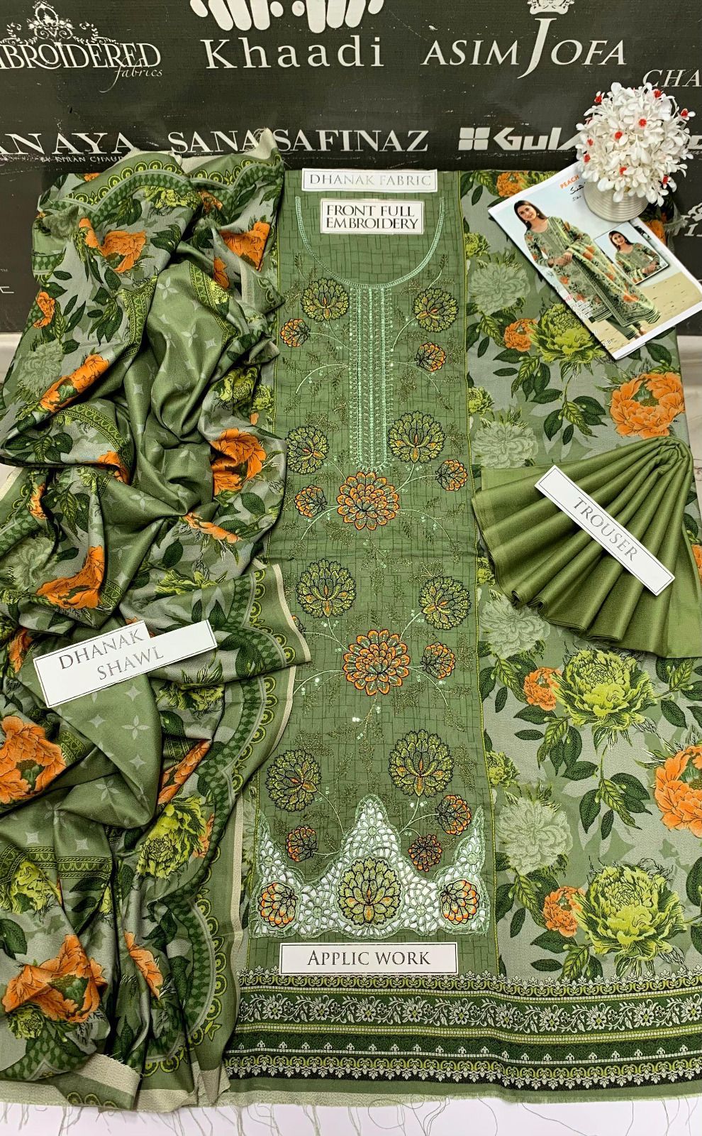 BJ Textile Heavy Embroidery 3PC Dhanak Suit JCH-143