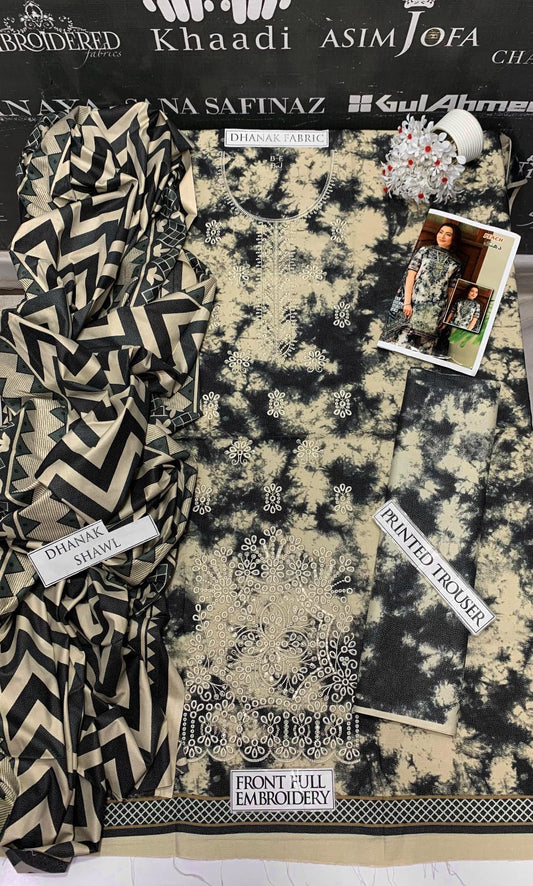 BJ Textile Heavy Embroidery 3PC Dhanak Suit JCH-144