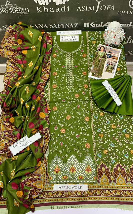BJ Textile Heavy Embroidery 3PC Dhanak Suit JCH-146