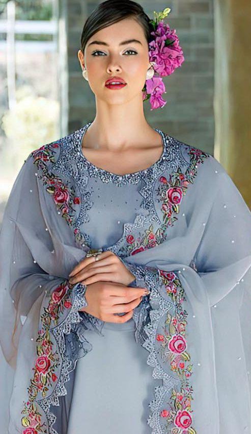 Maria b Embroidery 3PC Shamoze silk Suit JCH-167