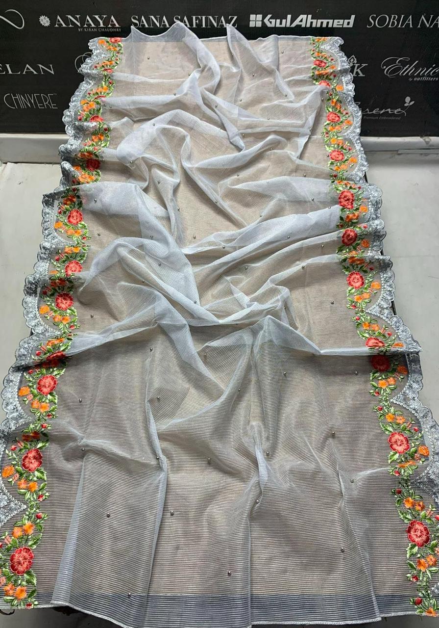 Maria b Embroidery 3PC Shamoze silk Suit JCH-167