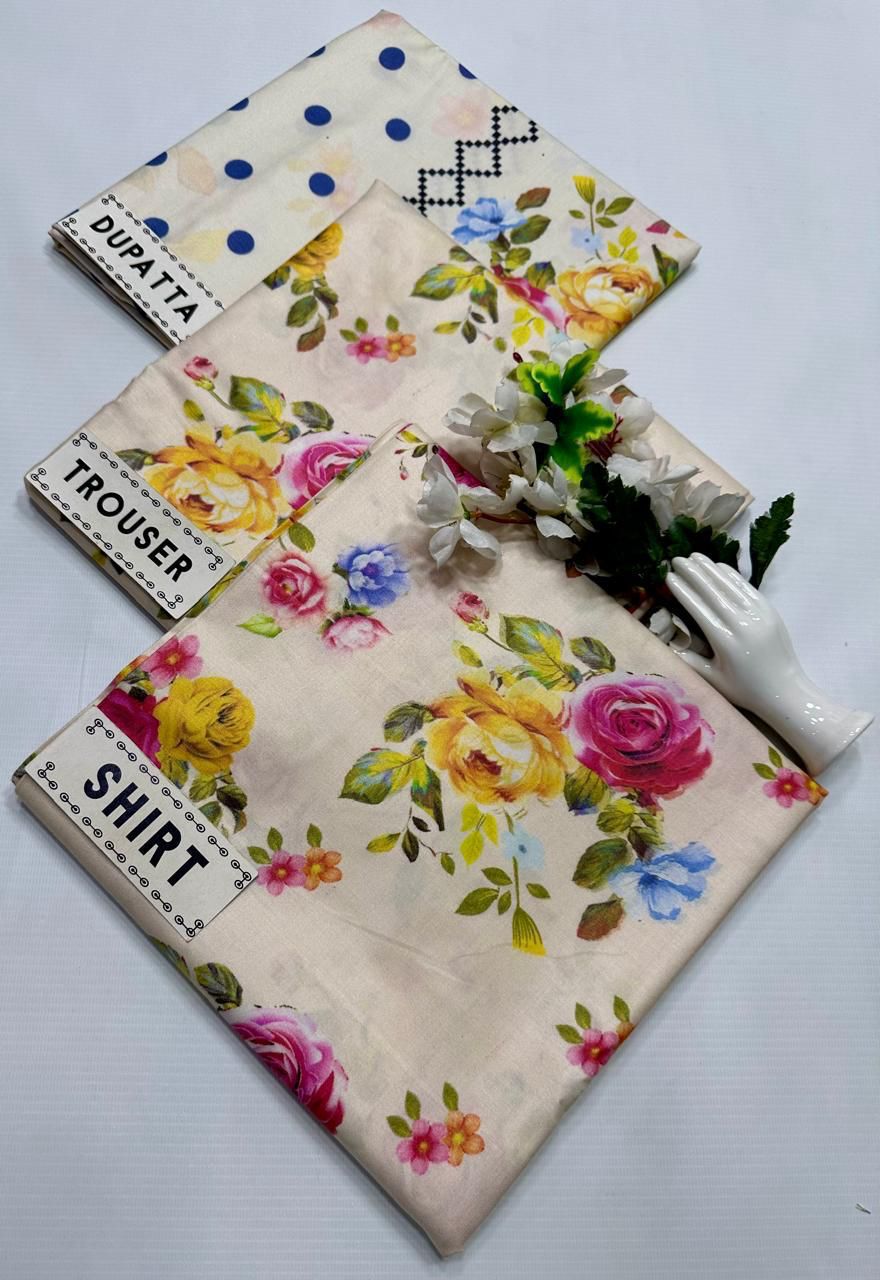 BAROQUE LINEN PRINTED 3PC SUIT JCH-169