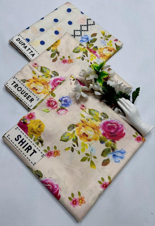 BAROQUE LINEN PRINTED 3PC SUIT JCH-169