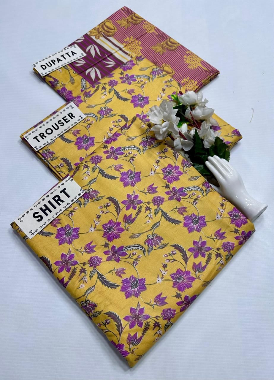 BAROQUE LINEN PRINTED 3PC SUIT JCH-171