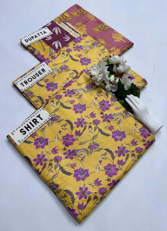 BAROQUE LINEN PRINTED 3PC SUIT JCH-171