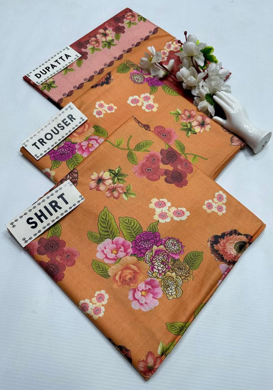 BAROQUE LINEN PRINTED 3PC SUIT JCH-177