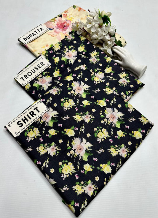 BAROQUE LINEN PRINTED 3PC SUIT JCH-178