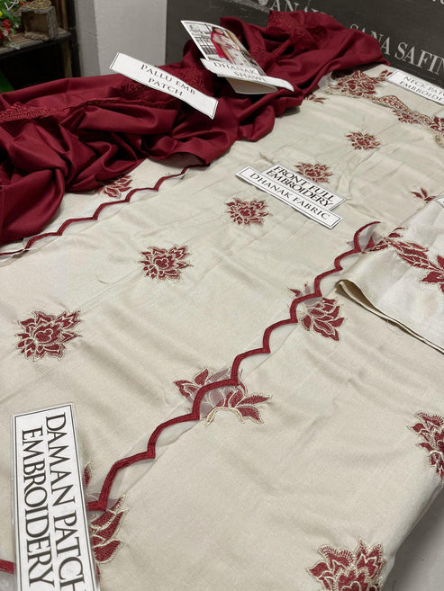 Umzay Embroidery 3PC Dhanak Suit JCH-194