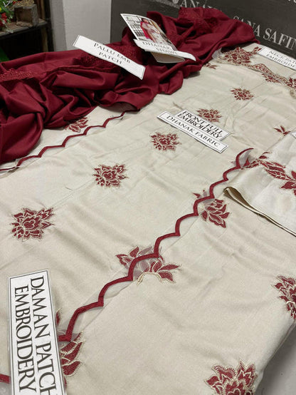 Umzay Embroidery 3PC Dhanak Suit JCH-194