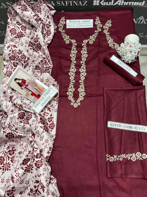 A Sling Embroidery 3PC Dhanak Suit JCH-181