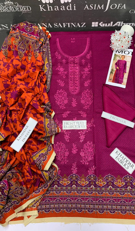 Bareeze Heavy Embroidery 3PC Khaddar Suit JCH-148