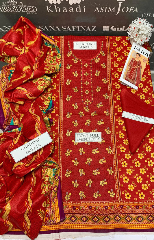 JCH-002 Bareeze Heavy Embroidery 3PC Khaddar Suit
