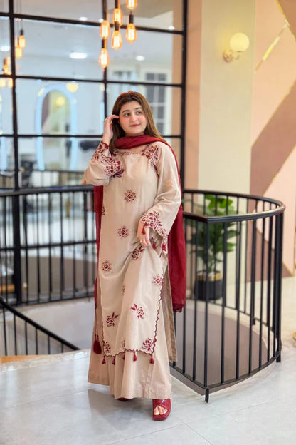 Umzay Embroidery 3PC Dhanak Suit JCH-194