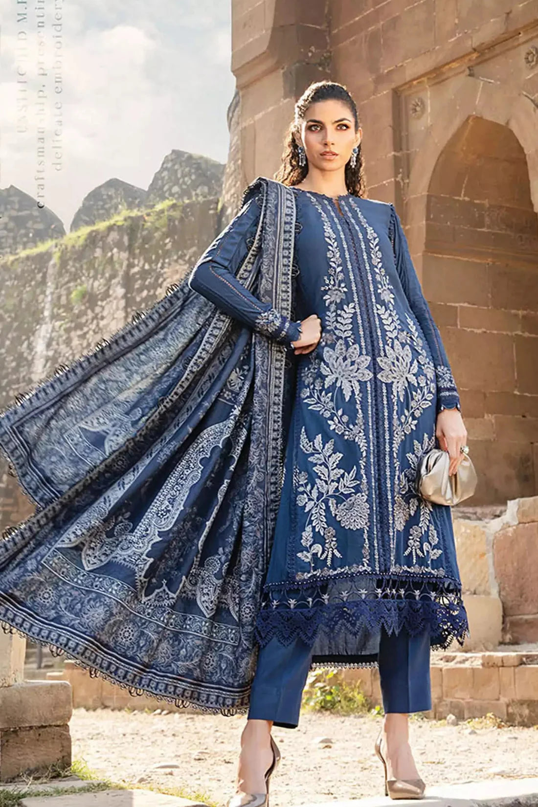 Maria B Heavy Embroidery 3PC Linen Suit JCH-068