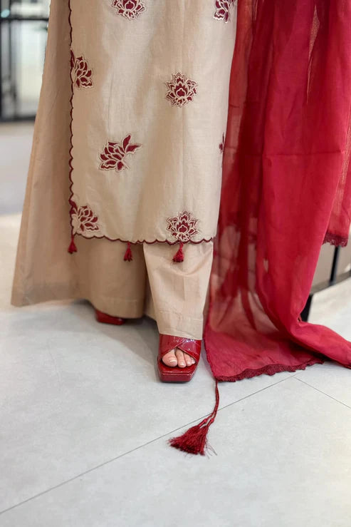 Umzay Embroidery 3PC Dhanak Suit JCH-194