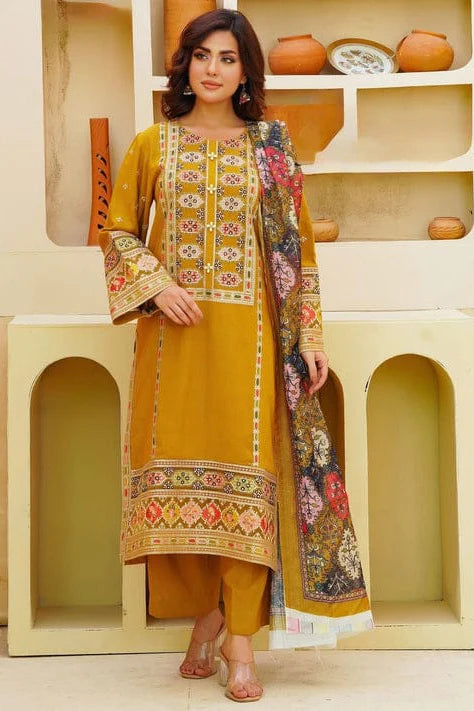 Aneelas Heavy Embroidery 3PC Dhanak Suit JCH-202