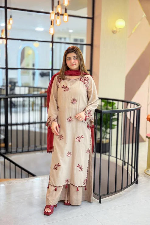 Umzay Embroidery 3PC Dhanak Suit JCH-194