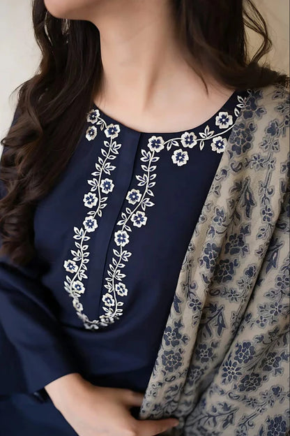 A Sling Embroidery 3PC Dhanak Suit JCH-180