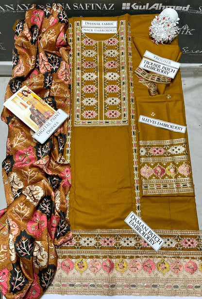 Aneelas Heavy Embroidery 3PC Dhanak Suit JCH-202