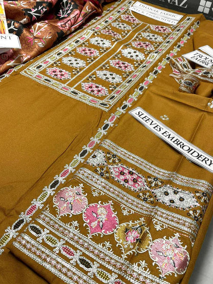 Aneelas Heavy Embroidery 3PC Dhanak Suit JCH-202