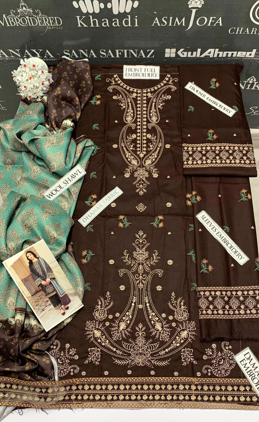 Jazmin Heavy Embroidery 3PC Dhanak Suit JCH-038