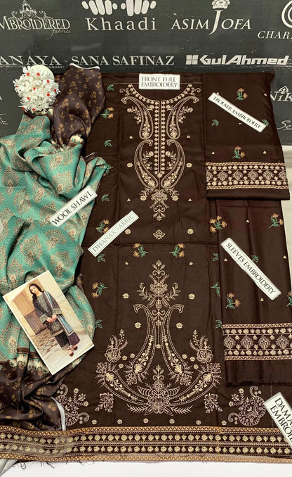 Jazmin Heavy Embroidery 3PC Dhanak Suit JCH-038