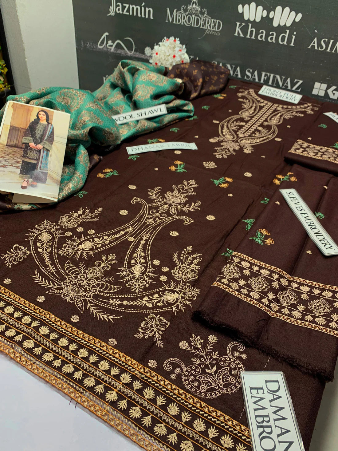 Jazmin Heavy Embroidery 3PC Dhanak Suit JCH-038