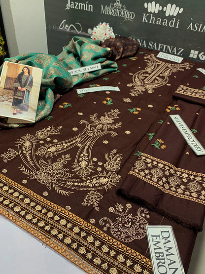 Jazmin Heavy Embroidery 3PC Dhanak Suit JCH-038