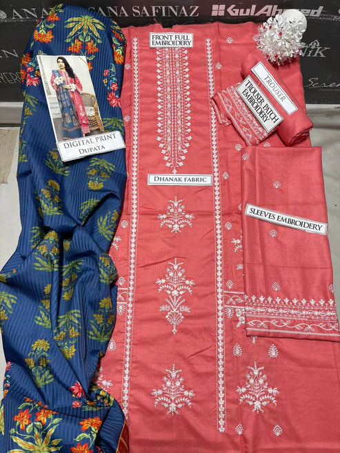 Urge Heavy Embroidery 3PC Dhanak Suit JCH-179