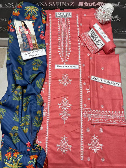 Urge Heavy Embroidery 3PC Dhanak Suit JCH-179